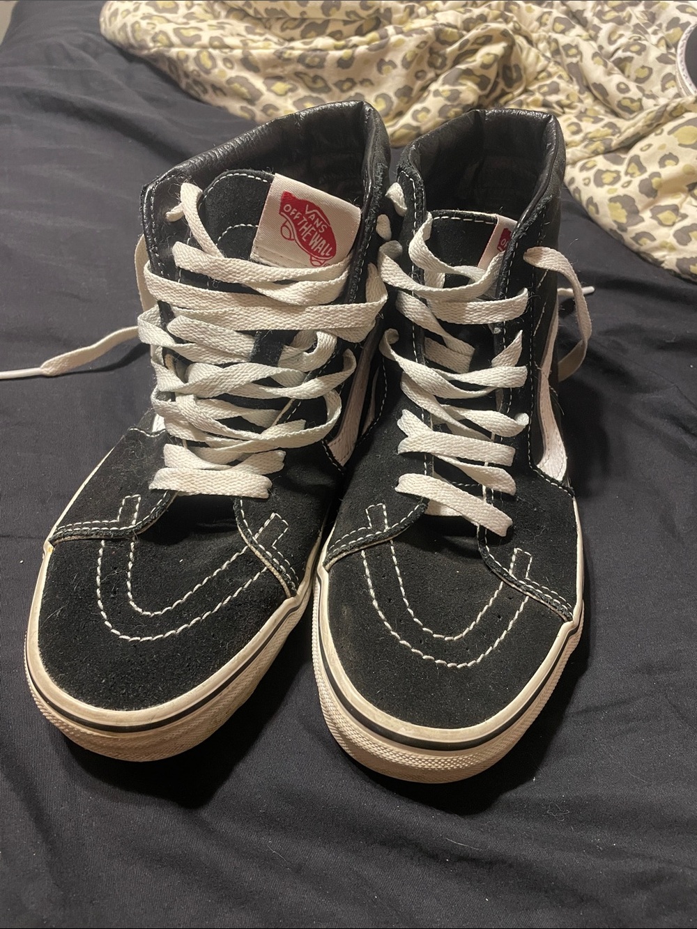 Vans Black and White High-Top Skate Sneakers